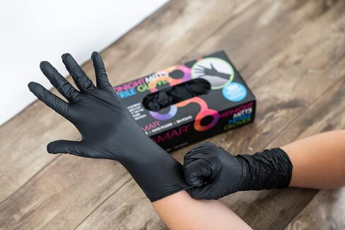 FRAMAR Powder Free Nitrile Gloves – 12 INCH Black Gloves Disposable Latex Free, Non Latex Gloves, Nitrile Gloves Medium Latex Free Gloves Medium, Guantes Desechables Medium Nitrile Gloves in Saudi Arabia