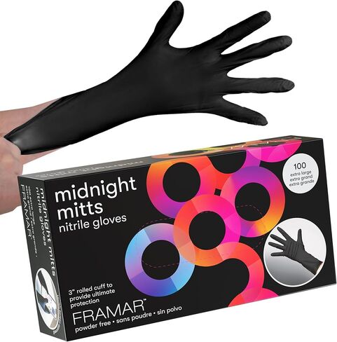FRAMAR Powder Free Nitrile Gloves – 12 INCH Black Gloves Disposable Latex Free, Non Latex Gloves, Nitrile Gloves Medium Latex Free Gloves Medium, Guantes Desechables Medium Nitrile Gloves in Saudi Arabia