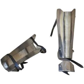 Medieval Mandalorian Leg Guard 18 Gauge Steel Mandalorian Halloween Costune Silver Polish