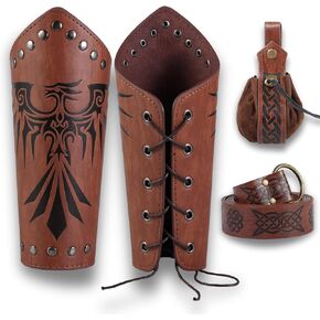 Renaissance Costume Accessories Medieval Cosplay Gauntlet Wristband Armor Bracer Vintage Belt Pouch Viking Arm Guard