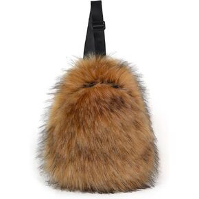 Sling Bag for Women Crossbody Chest Bag Cute Purse Fuzzy Fur Bag for Outdoor Hiking Trips