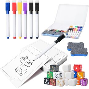 82 Pcs Reusable Cards Multifunctional Tokens Dry Erase Cards 56 White Flash Card Erasable Index Cards with 6 Marker Pens and Game Accessories Plastic Box for DIY Games School Housework Office