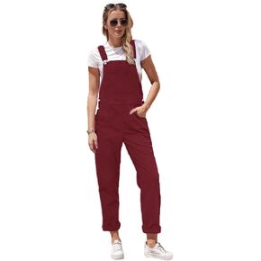Womens Corduroy Overalls Adjustable Spaghetti Strap Casual Baggy Rompers Sleeveless Classic Overalls with Pockets