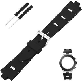 25mm Rubber Watch Band replacement for DIAGONO series Convex 8mm Silicone Strap Wirstband accessories for Men and Women(Black)