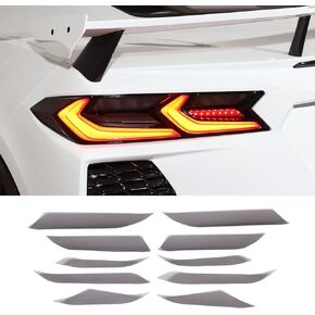 Car Rear Tail Light Frame Black Film Trim PatchCompatible with Chevrolet Corvette C8 Stingray 2020 2021 2022 2023 2024 Brake Light Styling Accessories 4PCS (Matte Black)