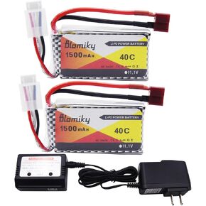 Blomiky 2 Pack 11.1V 1500mAh 35C Lipo Battery with Deans T Plug for RC Airplane, RC Helicopter, RC Car Truck, RC Boat and Quadcopter Drone 11.1V 1500mAh T 2