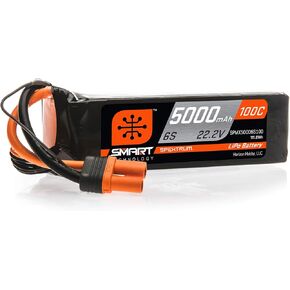 Spektrum Smart RC LiPo Battery Pack: 5000mAh 6S 22.2V 100C, IC5 Connectors (EC5 Compatible), SPMX50006S100, Black