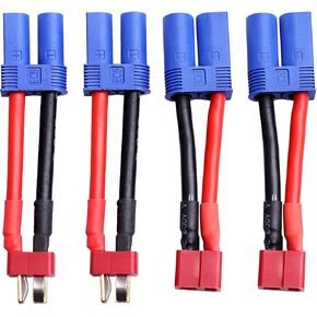 Yowoo 2 Pairs T-Plug to EC5 Male Female RC Connector Adapter with 12awg 1.96 inch Wire for RC FPV Vehicle Power Wire Lipo Battery