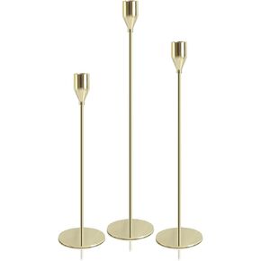 Candle Holders, 6 Piece Gold Candlestick Holders for Table Centerpiece/Fireplace/Cabinet, Brass Metal Taper Candles Holders, Idea for Home Decor, Wedding, Dinning, Party