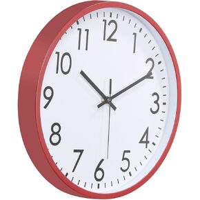 PATIKIL 12 Inch Wall Clock, 3D Number Quartz Battery Operated Silent Non-Ticking Round Wall Clocks for Office Bedroom Decorative, Red