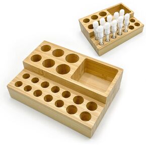 Bamboo Desk Organizer for 510 Pen Holder, Pens, Pencils and Small Tools Ideal Desk Organizer - 21 Spaces