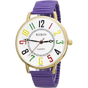 Blekon Original Women Wrist Watch – Super Large 43mm White face Stainless Steel Stretch Band Watch Sturdy Stylish and Durable Analog Display Japan Movement Fashion Watch