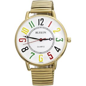 Blekon Original Women Wrist Watch – Super Large 43mm White face Stainless Steel Stretch Band Watch Sturdy Stylish and Durable Analog Display Japan Movement Fashion Watch in Kuwait