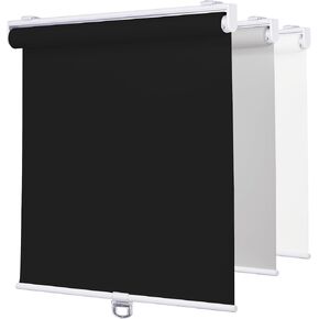 Deconovo 100% Blackout Roller Shades, Waterproof Roller Blinds for Indoor and Outdoor Windows, Black Out Door Blinds, Easy to Install, Roller Shades with Draw Rod（White, 36" W*72" H）