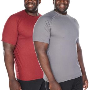 Glacier Performance Men's 2-Pack UPF 30 Moisture Wicking Short Sleeve T-Shirts (as1, Alpha, s, Regular, Regular, Red/Gray)