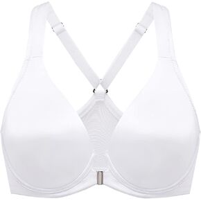 DELIMIRA Women's Front Closure Racerback Bras Plus Size Full Coverage Underwire Unlined Seamless Plunge Bra