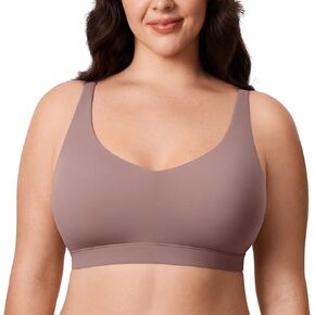 DELIMIRA Women's Seamless Bra Full Coverage Bralette Plus Size No Underwire Unlined Bras