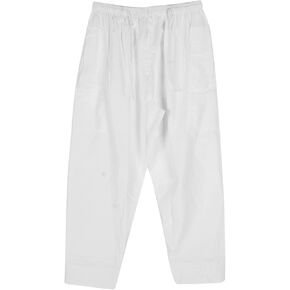 Men Muslim Pant, Men Muslim Arab Middle East Pants Cotton Loosestyle Afghan Pants with Waist Elastic Band for Prayer (White)