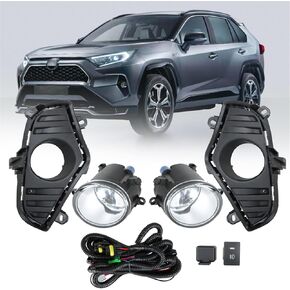 labwork Fog Lights Assembly Replacement for 2019 2020 2021 Toyota Rav4 with Bulbs Switch Wiring Kit