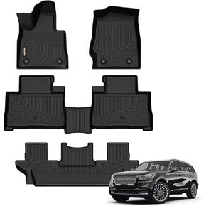 Binmotor-Floor Mats 2020-2024 Lincoln Aviator 6 Passenger, All Weather Mats for Lincoln Aviator Rubber Liners, Aviator Car Mats, TPE Car Floor Mat for Aviator 2020-2024