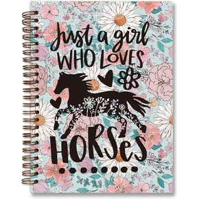 Just A Girl Who Loves Horses Notebook Journal,Horse Gifts for Girls, Flower Aesthetic Hardcover Spiral Notebook for Offices Schools Classrooms,Horse Journal for Work Writing,Gifts for Horse Lovers