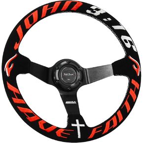 Have Faith Steering Wheel 350mm Deep Dish 6 Bolt For JDM Sport Racing Steering Wheel Suede Horn Button Included John 3 16