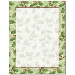 Great Papers! Jolly Holly Holiday Letterhead Stationery, 8.5" x 11" sheet size, Printer Compatible, 80 count (2011610)