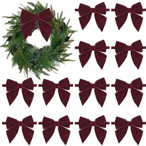 AIMUDI Navy Blue Velvet Bows 4" Christmas Bows for Gift Wrapping Velvet Bows for Christmas Tree, Holiday Crafts, Wreath, Garland, Staircase, Home Outdoor Winter Christmas Decorations, 12 PCs