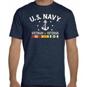 US Navy Vietnam Veteran T-Shirt with 3 Ribbons and Anchor Graphics