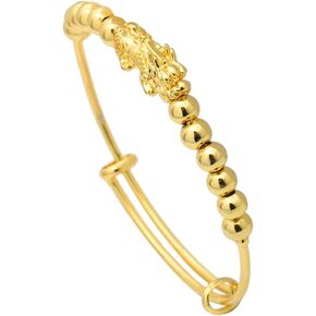 Fashion 18K Gold Plated Feng Shui Arm Band Bracelet Pi Xiu Beads Adjustable Cuff Bracelet
