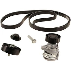 Serpentine Drive Belt + Tensioner with Bolt + Idler Pulley Kit for select BMW