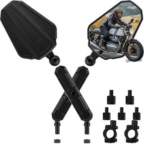 Upgraded Universal Motorcycle Mirror,Adventure Ball-Head ATV Rear View Mirror No Vibration & Wobble With 8/10MM Screw and 7/8" Handlebar Aluminum Mount Compatible with ATV Dirt Bike and More