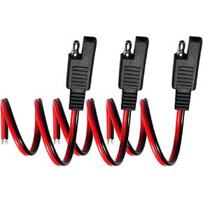 18AWG SAE Connector Extension Cable,(3Pack) SAE Connector Plug 2 Pin SAE Single Plug Quick Connector Disconnect Plug,SAE Automotive Extension Cable, Solar Panel SAE Plug- 30cm/1ft