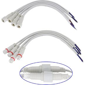 White 2 Pin LED Waterproof Male to Female Connector Extension Cable 2 pin Plug LED Light Bars led connctor Cable for Car,Truck,Boat LED Strip Lights [4 Pairs-7.8inch/20cm]