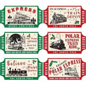240 Pcs Christmas Stickers Believe Ticket North Pole Train Stickers Christmas Gift Stickers for Kids Polar Express Day Party Decorations Santa Gifts Christmas Party Favor