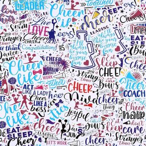 200 Pieces Cheerleading Stickers Cheer Decals Waterproof Stickers Present, Motivational Positive Stickers for Water Bottle Laptop Car Phone, 25 Styles