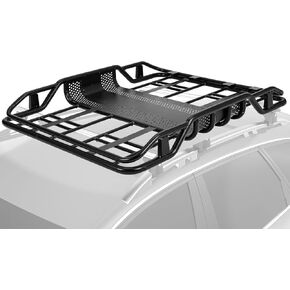 Towallmark 165 Lbs Capacity Lightweight Rooftop Cargo Basket - 50" x 37" x 6.3" Anti-Rust Roof Rack Perfect for Suvs, Cars, and Trucks