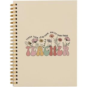 Teacher Appreciation Gifts - Teacher Gifts, Flower Lined Hardcover College Ruled Spiral Notebook Journal for Work Notes Journaling 5.5×8.3 Inch, Retro Groovy, Best Teacher Gifts,Back to School Gifts for Teachers