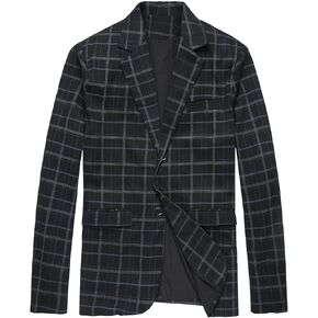 Keevoom Mens Blazer Slim Fit Plaid Suit Jacket Two Button Lightweight Casual Sport Coats Checkered Blazer