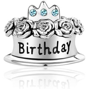 Women Girls Celebration Happy Birthday Cake Charms for Bracelets Candle Crown Birthstone