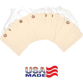 100 Tags 4 3/4" x 2 3/8" Size 5 Manilla Inventory Shipping Hang Tag with String by Gitway