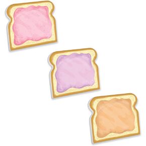 Peanut Butter and Jelly Sticky Note Assortment / 4" x 4" Repositionable Jam Sticky Notes/Set of 3 Funny Food Note Pads/Made in The USA