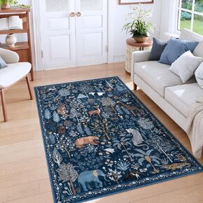 OJIA Jungle Print Washable Area Rugs 5x7, Soft Modern Rugs for Living Room Ultra-Thin Non-Shedding Bedroom Rug, Stain Resistant Neutral Area Rug Large Carpet for Dining Room Kids Nursery Playroom