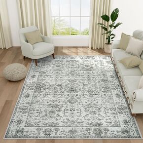 9X12 Area Rugs for Living Room: Large Rug for Bedroom Non-Slip Stain Resistance Low Pile, Machine Washable Rugs Indoor Accent Carpet for Bedroom Dining Room, Kitchen, Home Office, Green