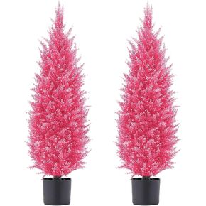 Pink Artificial Cedar Pine Tree Silk Tree Arborvitae Tree Perfect Faux Plants Potted UV Rated Plant for Indoor Outdoor, Home Garden Office Store Decoration
