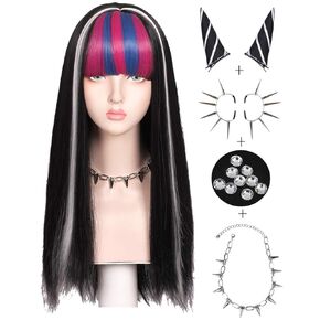 ColorGround 65cm Wig with Ear Clips and Necklace with Detachable Horns