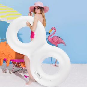 Inflatable Pool Floats Number 8 Tube Swim Rings, 2 Seat Couple Swim Pool Tubes, Pool Floaties Ride on, Double Swimming Ring for Couples Family Friends on River Lake Beach Party