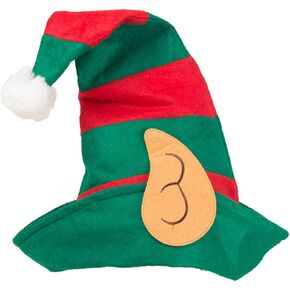 Santa Hat Christmas Elf Hat with Attached Ears Green and Red,Christmas Hat for Kids and adult
