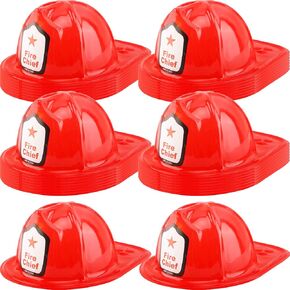 30 Pack Kids Firefighter Hat Bulk Plastic Firefighter Helmet Fire Chief Hard Hat for Boys Girls Halloween Cosplay