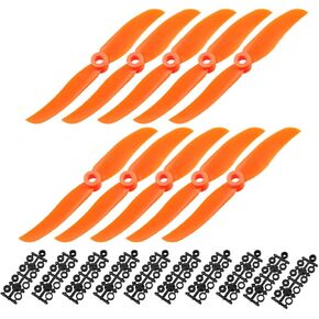 uxcell RC Propellers CW 5030 5x3 Inch 2-Vane Fixed-Wing for Airplane, Nylon Orange 10pcs with Adapter Rings
